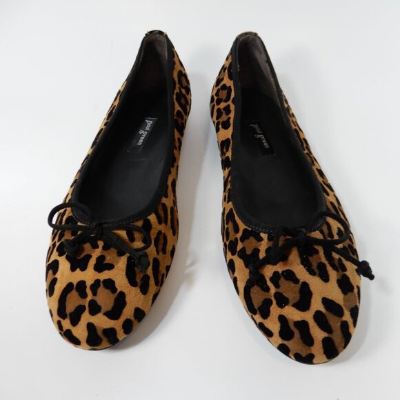 PAUL GREEN Ursula Ballet Flats Size US 6 Sisal Leopard Velvet Bow NEW $398 - Picture 11 of 14